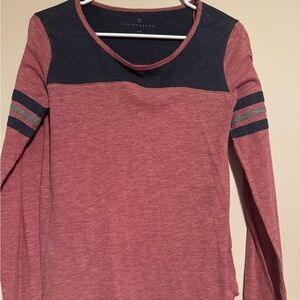 Burgundy and Blue Long Sleeve Top